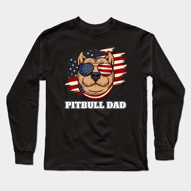 Pitbull Dad Proud American Pit Bull Dog Owner T-Shirt Long Sleeve T-Shirt by Acroxth